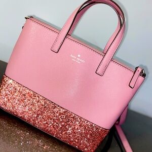Kate Spade dusty pink and glitter crossbody satchel bag *NWOT*